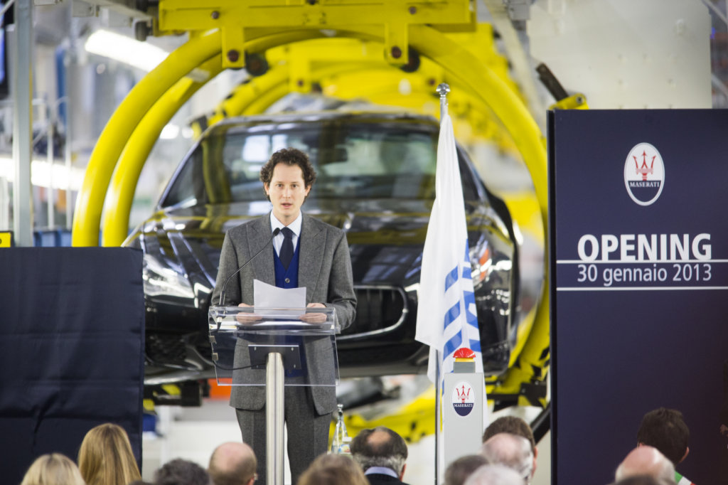 John Elkann speaks at the ceremony of inauguration of the new pl