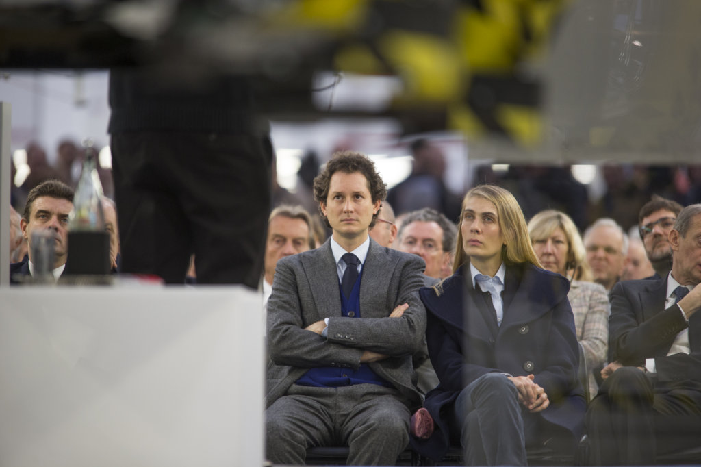 John Elkann listens Sergio Marchionne  speaking at the ceremony 