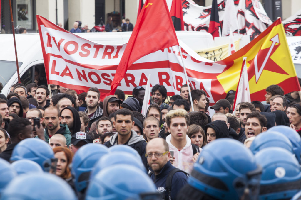 Political rally of the extreme left during the 1 may celebration