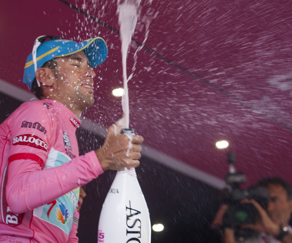 Vincenzo Nibali wears the Maglia Rosa as  leader of Giro d'Itali